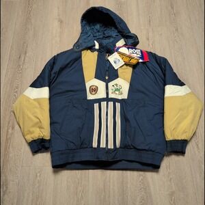 New Vintage 90s Pro Player Notre Dame Reversible Puffer Jacket Mens XL Navy Gold